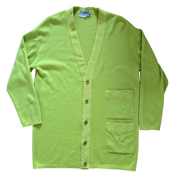 Vintage Salvatore Ferragamo Mens Wool Cardigan Sweater Neon Yellow S Grandpacore - Picture 1 of 9